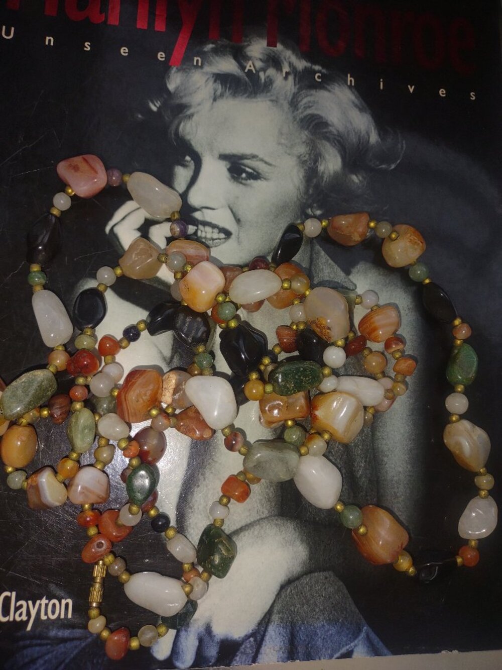 2 Natural Stone Beaded Necklaces 32” Long Semi Precious Gemstone Strand Set